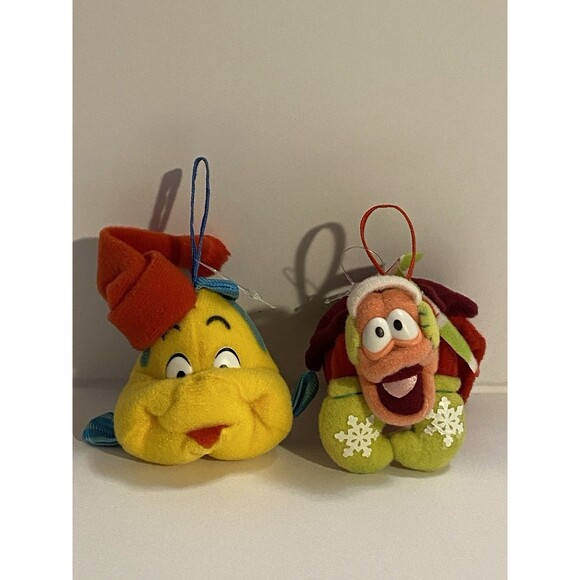 Disney Little Mermaid Plush Christmas Ornament Flounder Sebastian 1987 McDonalds - Picture 2 of 16